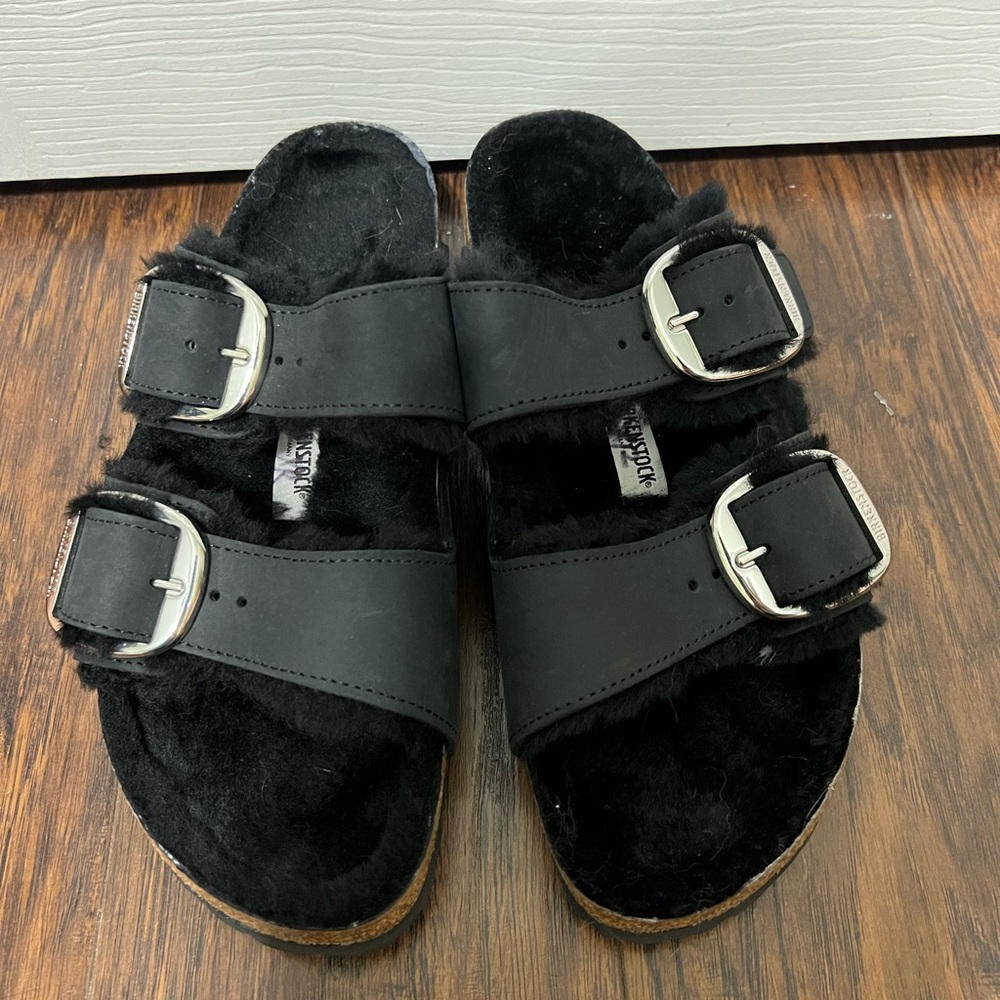 Birkenstock Arizona Big Buckle Genuine Shearling Lined Sandal